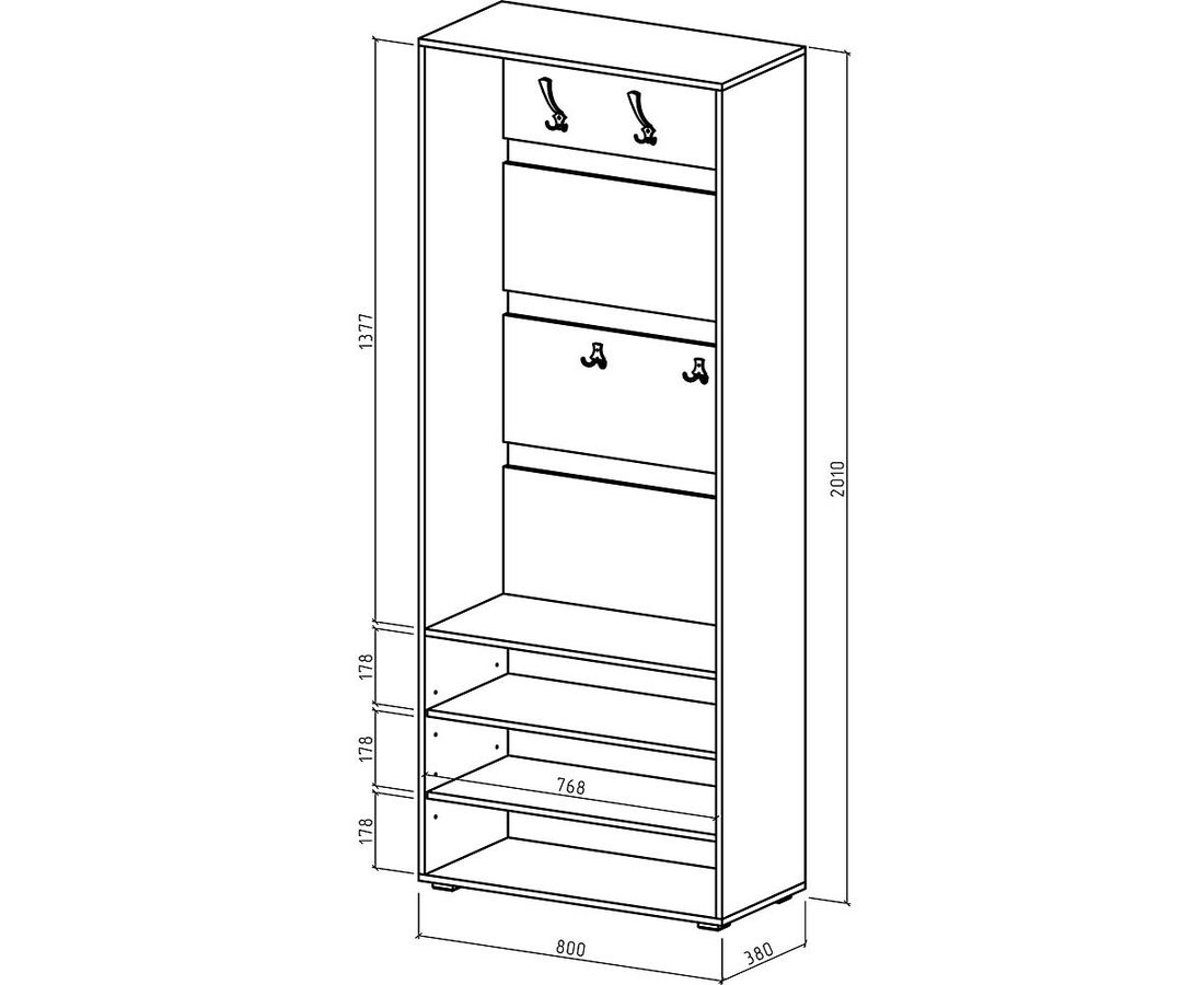 чертеж шкафа для обуви в прихожую