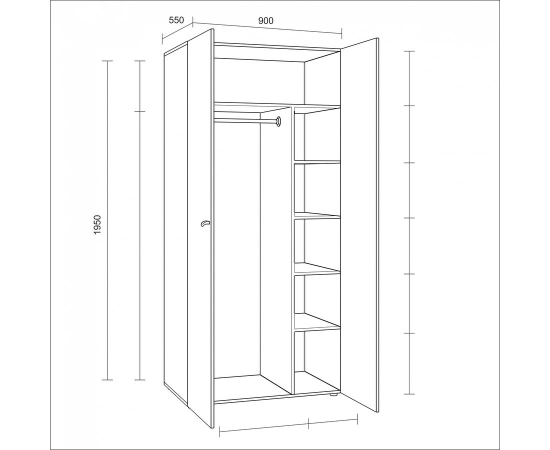 максимальная ширина двери распашного шкафа из лдсп