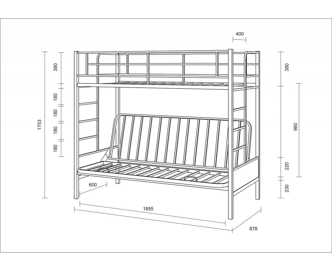 Двухъярусная кровать размеры стандарт взрослая