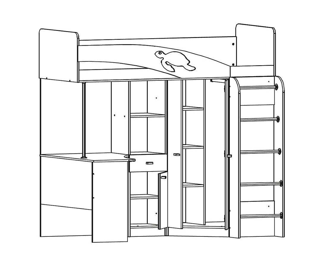 Схема детской. Кровать чердак Бэмби 2.