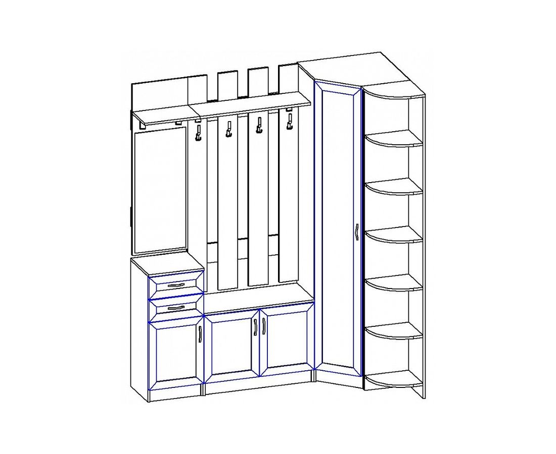 Чертеж прихожей угловой