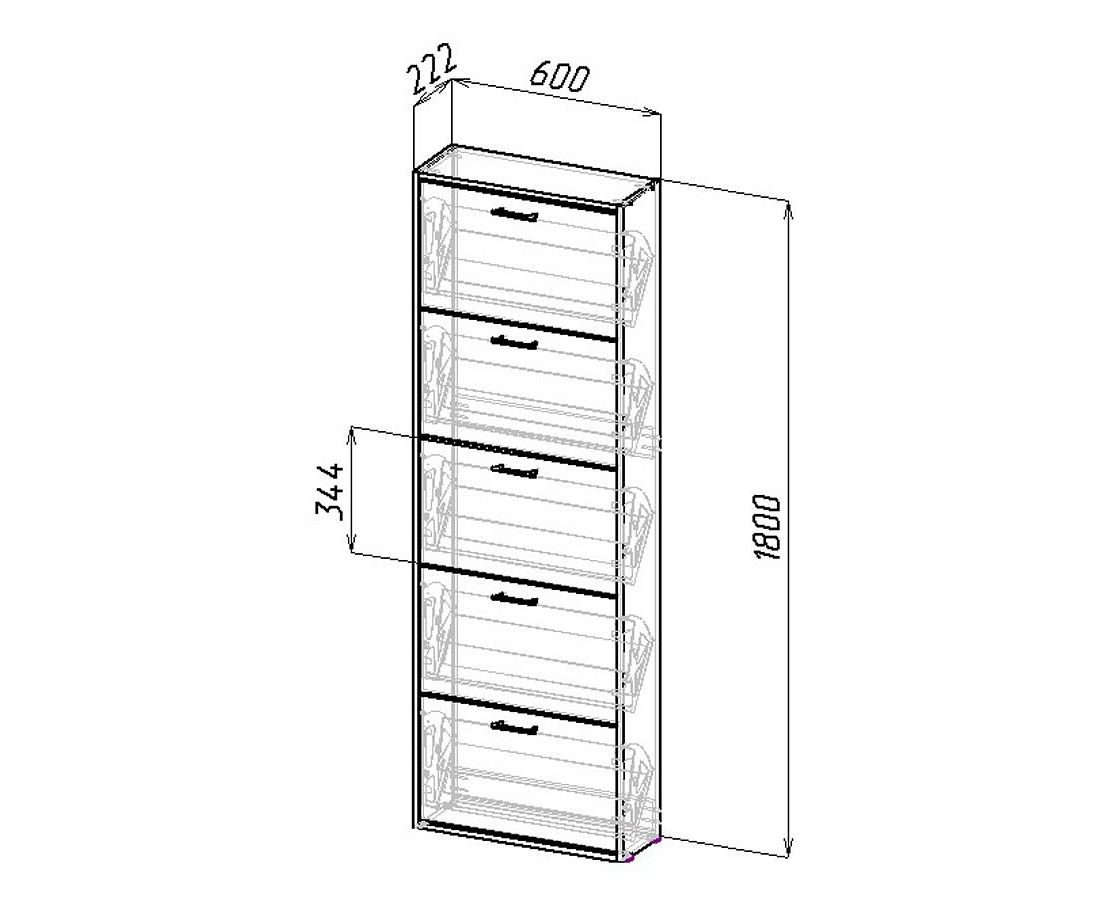 чертеж шкафа для обуви в прихожую