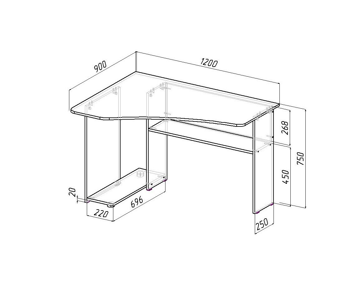 размеры письменного стола с компьютером