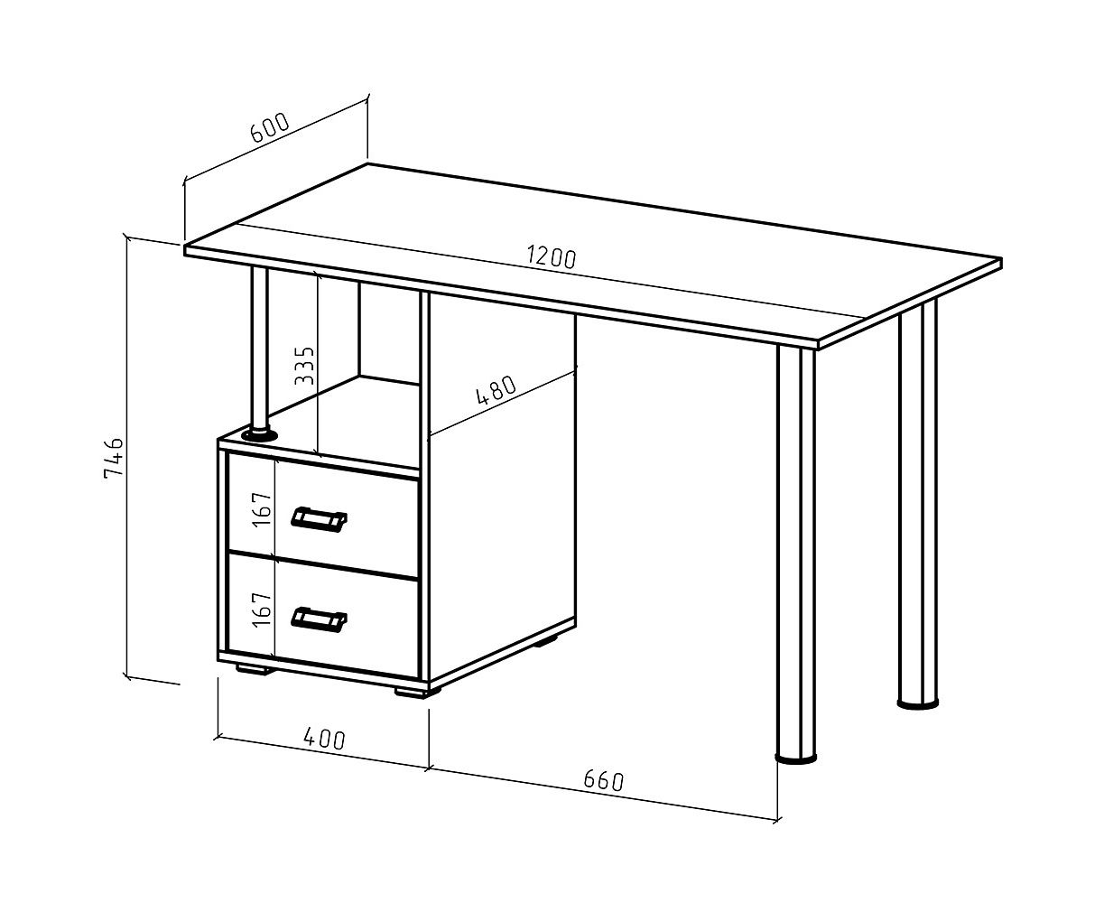 стандартный размер письменного стола ширина