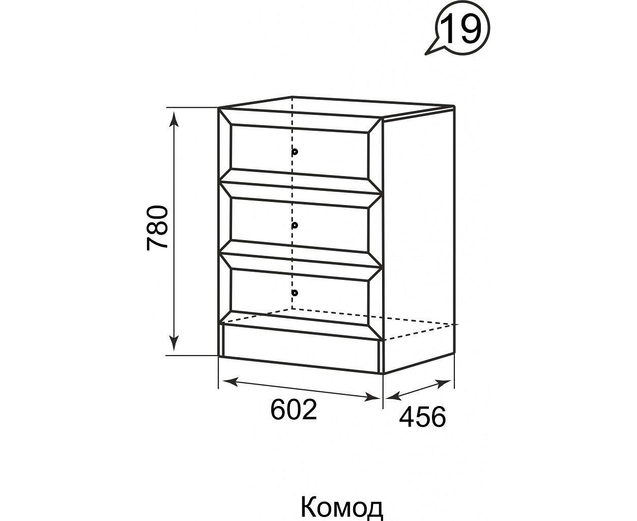 схема комода с выдвижными ящиками