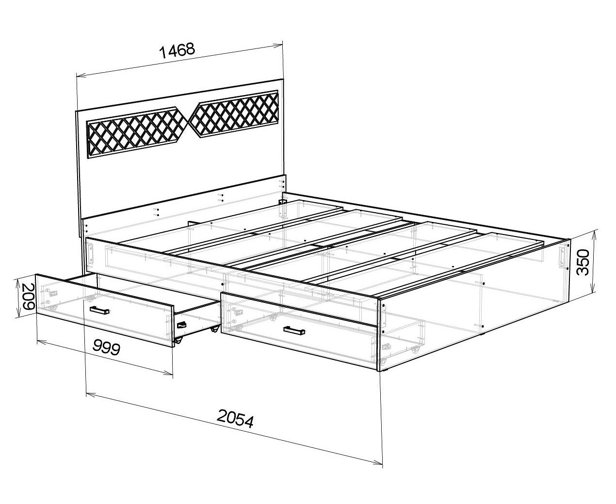 сборка кровати стандарт с ящиками
