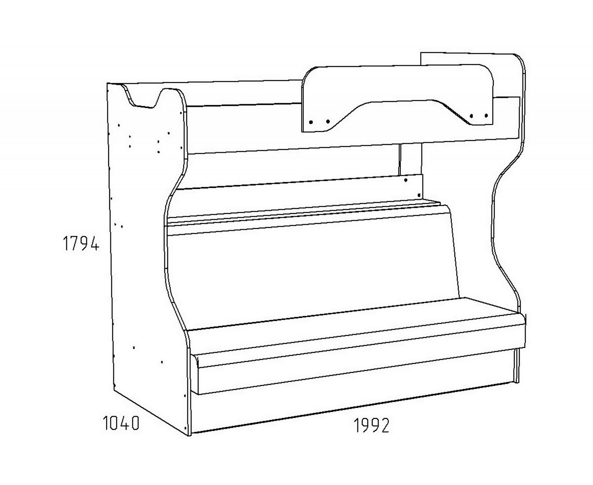 Схема сборки двухъярусной кровати с диваном