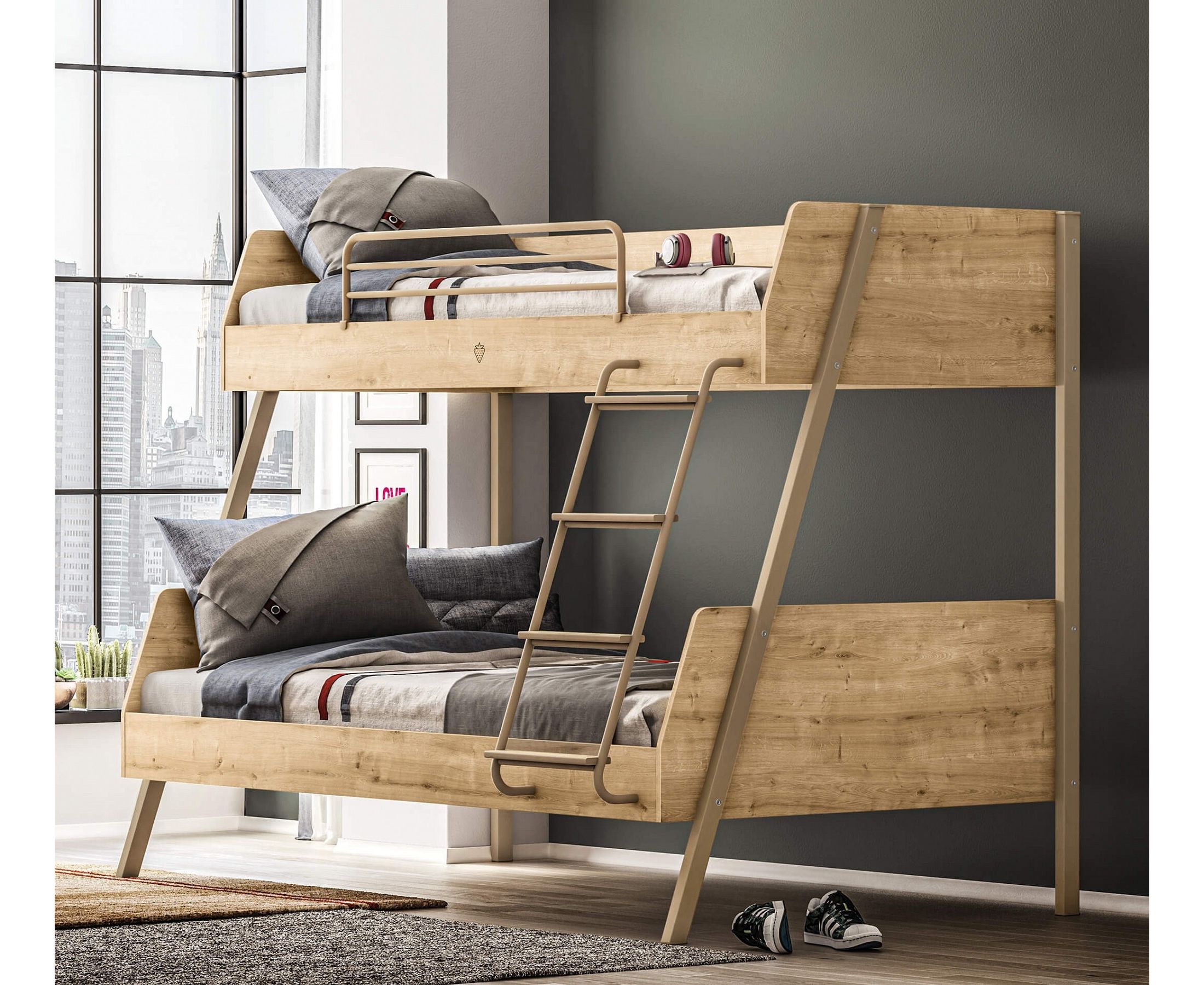 двухъярусная кровать для взрослых из дерева