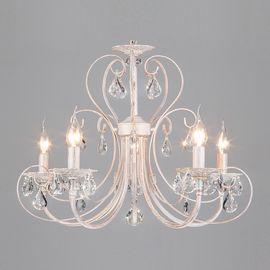  Подвесная люстра Alda 3305/5 белый с золотом/прозрачный хрусталь Strotskis, фото 1 