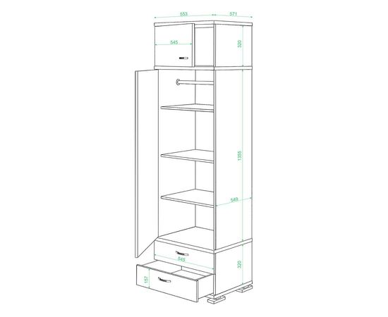  Шкаф платяной Домино КС-15, фото 2 