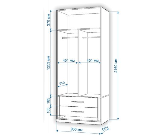  Шкаф платяной Нобиле Пл-95/60, фото 2 