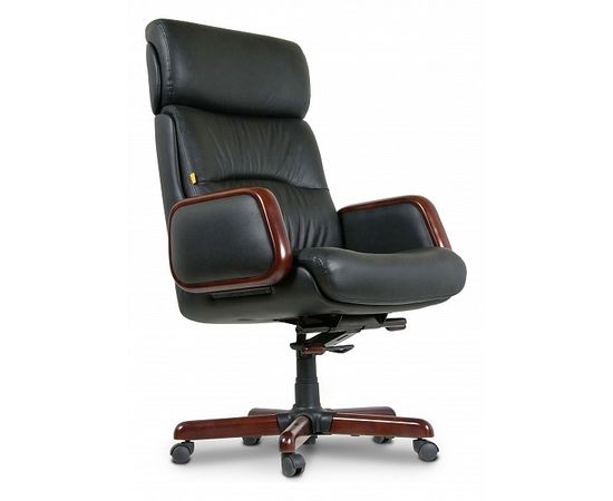  Кресло для руководителя Chairman 417 черный/орех темный, черный, фото 1 