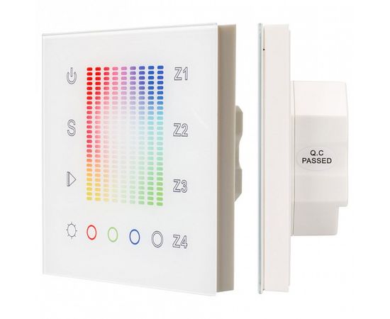  Панель-регулятора цвета RGBW сенсорная встраиваемая Sens SR-2831AC-RF-IN White (220V, RGB, 4зоны), фото 1 