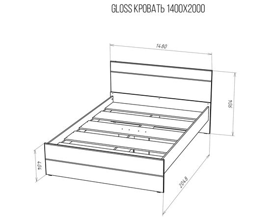  Кровать полутораспальная Gloss, фото 3 