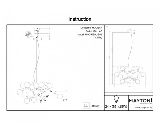  Подвесная люстра Dallas MOD545PL-24G, фото 2 