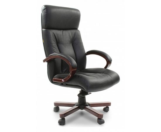  Кресло для руководителя Chairman 421 черный/орех темный, черный, фото 1 