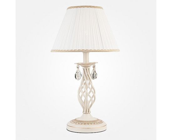  Настольная лампа декоративная Amelia 10054/1 белый с золотом/прозрачный хрусталь Strotskis, фото 1 