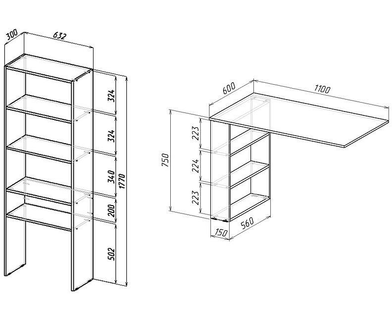 Стол стеллаж чертеж