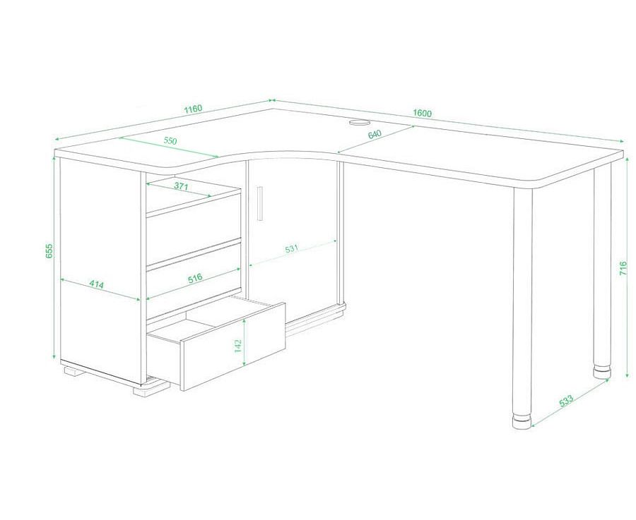 Стол угловой компьютерный чертеж