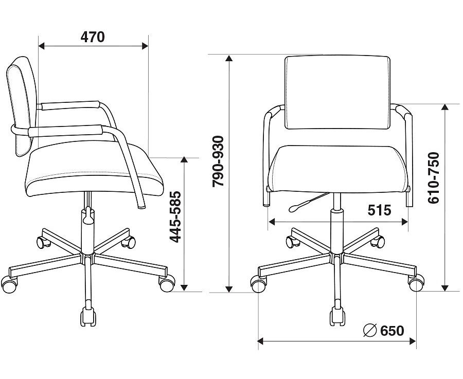 Размеры офисного стула. Кресло офисное габариты – диаметр 580 мм, высота 840/970 мм «СН-213anx». Высота кресла Бюрократ. Офисное кресло 606f чертеж. Бюрократ СН-790.